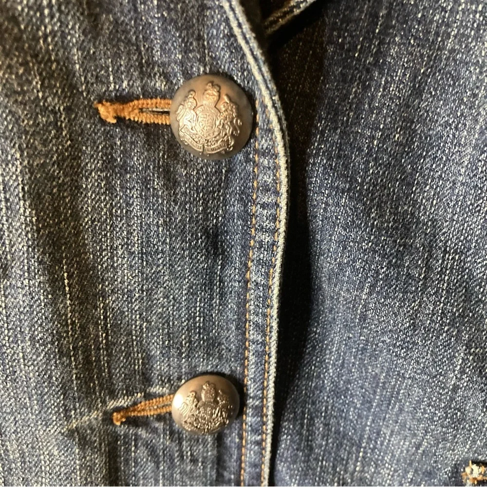 Lauren Ralph Lauren VTGE‎ Y2K Size Medium Denim Belted Blazer Jacket Button - Picture 10 of 15